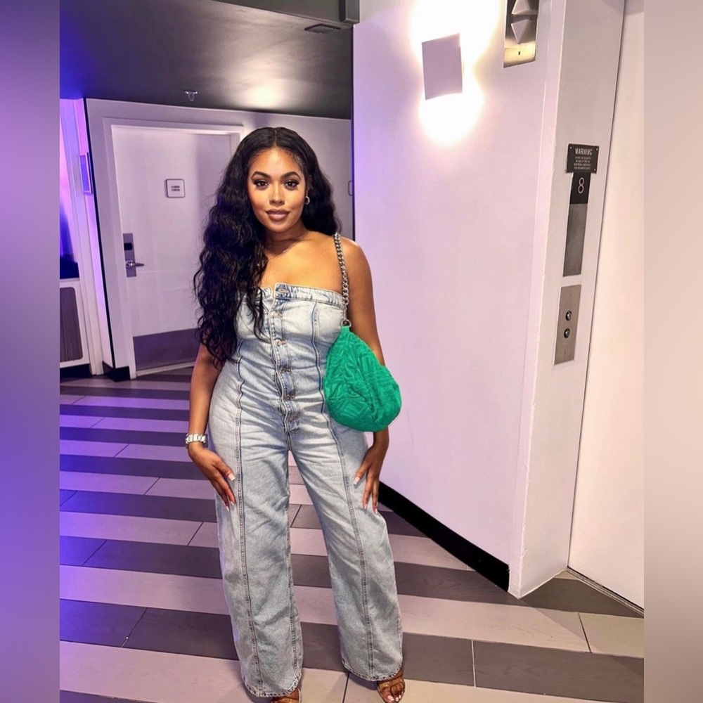 Zara TRF STRAPLESS DENIM JUMPSUIT